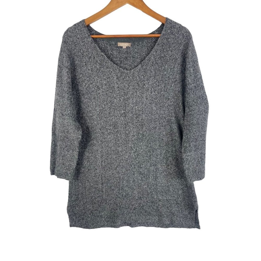 Lilla P 3/4 Sleeve Sweater womens Medium Dark Gray